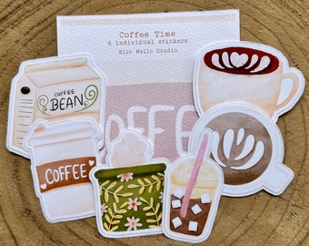 Kaffee Sticker Pack | 6 individuelle Easy-Peel Sticker