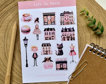 Life In Paris Sticker Sheet | 14 Stickers | Planner Stickers