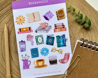 Bookaholic Sticker Sheet | 19 Stickers | Planner Stickers