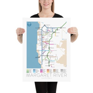 Margaret River Underground Map Australia Western Australia Underground Map Wine Guide Wall Art Poster Australian Poster image 3