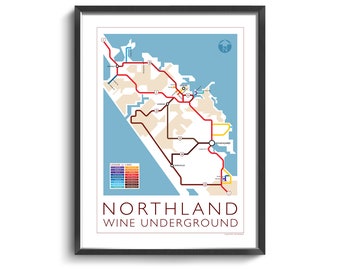Northland Underground Map - Series 1 | New Zealand | North Island | Underground Map | Wine Guide | Wall Art Poster | New Zealand Poster