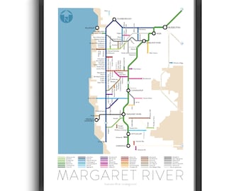 Margaret River Underground Map | Australia | Western Australia | Underground Map | Wine Guide | Wall Art Poster | Australian Poster