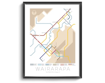 Wairarapa Underground Map - Series 3 | New Zealand | North Island | Underground Map | Wine Guide | Wall Art Poster | New Zealand Poster