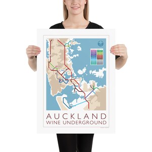 Auckland Underground Map Series 1 New Zealand North Island Underground Map Wine Guide Wall Art Poster New Zealand Poster image 3