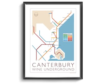 Canterbury Underground Map - Series 1 | New Zealand | South Island | Underground Map | Wine Guide | Wall Poster | New Zealand Poster