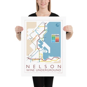 Nelson Underground Map Series 1 New Zealand South Island Underground Map Wine Guide Wall Art Poster New Zealand Poster image 3