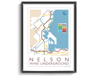Nelson Underground Map - Series 1 | New Zealand | South Island | Underground Map | Wine Guide | Wall Art Poster | New Zealand Poster