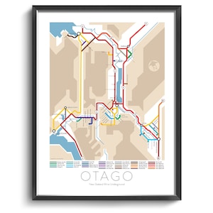 Otago Untergrund Karte - Serie 3 | Neuseeland | Nordinsel | Untergrund Karte | Weinführer | Poster | Neuseeland Poster