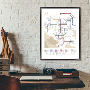 Hunter Valley Underground Map Australia New South Wales Underground Map Wine Guide Wall Art Poster Australian Poster image 4