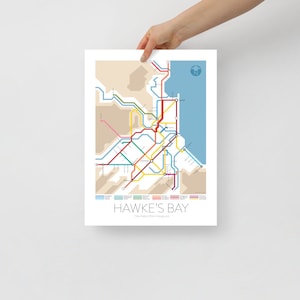 Carte souterraine de Hawkes Bay Série 3 de Nouvelle-Zélande de lîle du Nord Carte souterraine Guide des vins daffiches dart Affiche de la Nouvelle-Zélande image 2