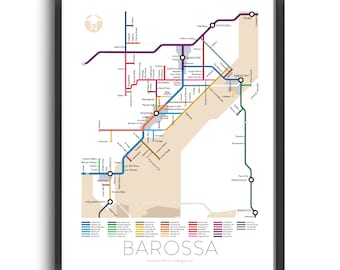 Barossa Underground Map | Australia | South Australia | Underground Map | Wine Guide | Wall Art Poster | Australian Poster