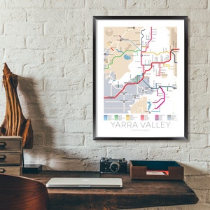 Yarra Valley Underground Map Australia Victoria Underground Map Wine Guide Wall Art Poster Australian Poster imagem 4