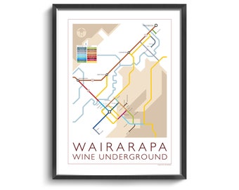 Wairarapa Underground Map - Series 1 | New Zealand | North Island | Underground Map | Wine Guide | Wall Art Poster | Wine Region Poster