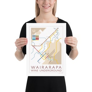 Wairarapa Underground Map Series 1 New Zealand North Island Underground Map Wine Guide Wall Art Poster Wine Region Poster image 2