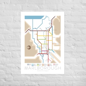Marlough U-Bahn Karte - A-Series | Neuseeland | Südinsel | Untergrund Karte | Weinführer | Wandposter | Neuseeland Poster