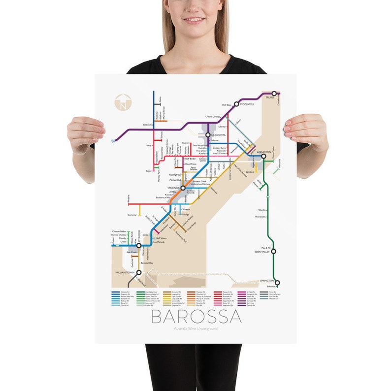 Barossa Underground Map Australia South Australia Underground Map Wine Guide Wall Art Poster Australian Poster image 2