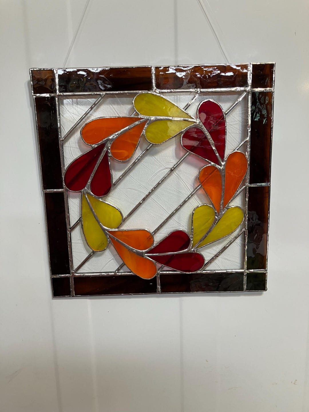 Stained Glass, Fall Leaves, 3-D, Fall Colors, Hanging Panel - Etsy