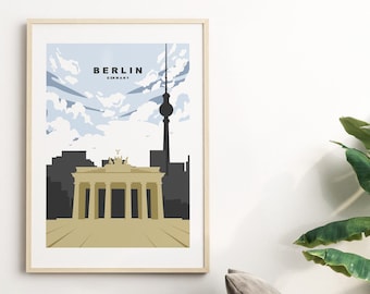 Berlin Print - Travel Poster - Germany - Abstract Minimalist Travel Poster - Berlin Poster - Berlin Travel Print - Berlin Wall Art - Gift