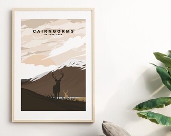 Cairngorms Print - Travel Poster - Cairngorms National Park - UK - Scotland - Travel Poster - Retro - Art Print - Travel Poster - Wall Art