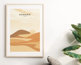 Sahara Wüste Reise Poster - Wüste Druck - Abstraktes Reise Poster - Minimalistischer Reise Druck - Sahara Reise Poster - Geschenk - Print
