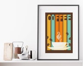Retro Coffee Poster - Kitchen Print - Coffee Print - Retro - Vintage - Colourful - Kitchen Wall Art - Kitchen Poster - Coffee Wall Art