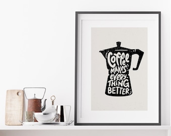 Coffee Quote Print - Kitchen Prints - Kitchen Wall Art - Kitchen Wall Decor - Coffee - Kitchen Decor - Kitchen Signs - Kitchen Wall Art