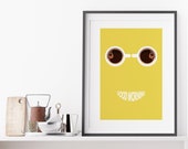 Minimalist Coffee Print - Good Morning - Coffee Sunglasses - Fun Kitchen Print - Bold - Colourful - Yellow Kitchen Print - Yellow Wall Art