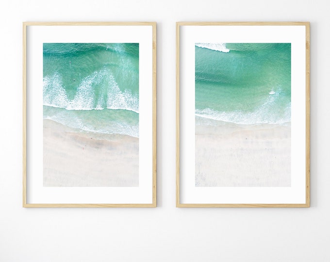 Minimalist Beach Print Set - Coastal Home Decor - Blue - Turquoise - Teal - Coastal Wall Art - Bathroom - Living Room - Beach House - Art