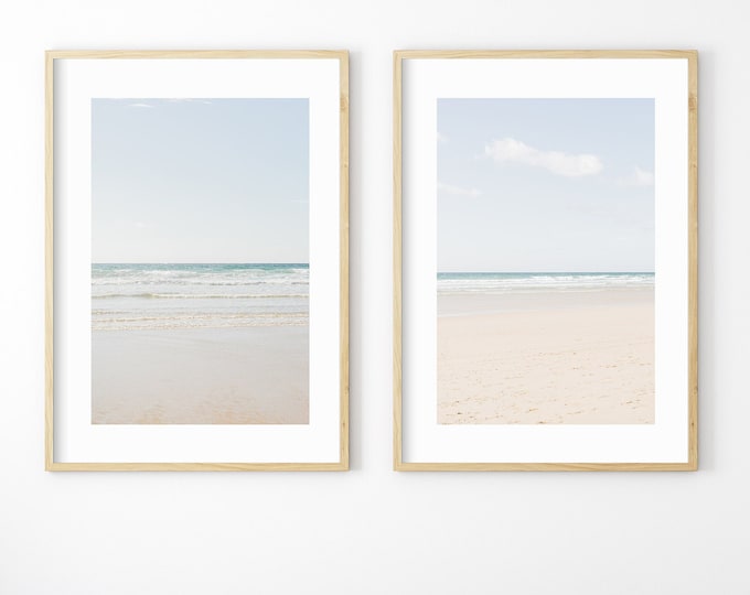 Set Of Two Beach Photography Prints -  Beach Art Print - Coastal Decor - Zen Wall Art - Gallery Wall Set - Ocean Prints - Lake House Decor