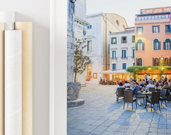 Venice Piazza Print - Venice Photography Print - Restaurant - Cafe - Square - Plaza - Fine Art Photography - Venice Wall Art - Night - Photo