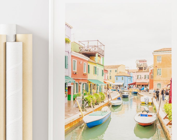 Burano Canals Print - Burano Fine Art Photography Print - Pastel - Warm - Venice Photography Print - Canal - Canals - Burano Wall Art
