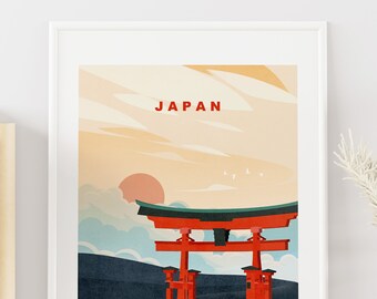 Japan Travel Poster - Japan Print - Abstract Travel Poster - Minimalist Travel Poster - Japan Poster - Japan Travel Print - Vintage