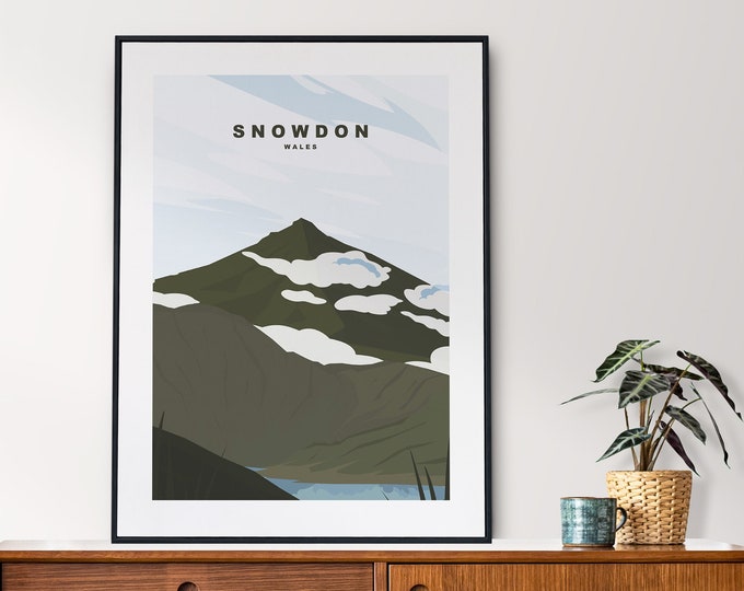Snowdon Travel Poster - Snowdonia - Three Peaks - Wales - Travel Print - Poster - Retro Style - Wall Art - Abstract - Minimalist - Print