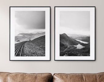 Snowdon Black and White Print Set - Black and White Photography - Mountain Landscape - Snowdon - Fine Art Photography - Snowdonia Print