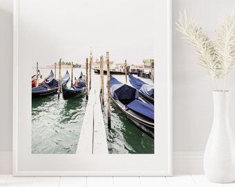 Gondolas - Venice Photography Print - Grand Canal Venice - Minimalist Venice Photography Print - Neutral - White Wall Art - Venice Art