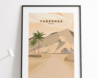 Tabernas Desert Travel Poster - Spain - Abstract Travel Poster - Minimalist Travel Poster - Tabernas Poster - Almeria Travel Print - Vintage