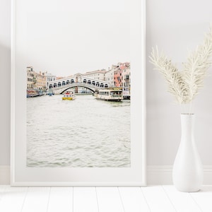 Rialto Bridge - Venice Photography Print - Grand Canal Venice - Minimalist Venice Photography Print - Neutral - White Wall Art - Venice Art