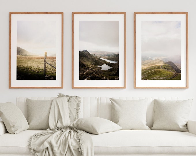 Snowdon Print Set - Photography Prints - Rustic Landscape Photography - Mountain Landscape - Fine Art Photography - Snowdonia Print - Wales