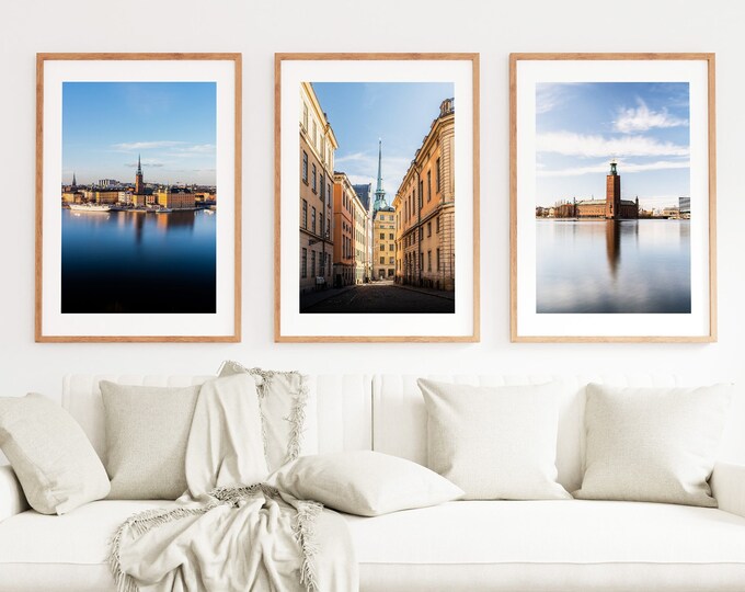 Stockholm Print Set x 3 - Day/Sunny Print Set - Stockholm Photography - Fine Art Photography Print - Stadhuset - Riddarholmen - Gamla Stan