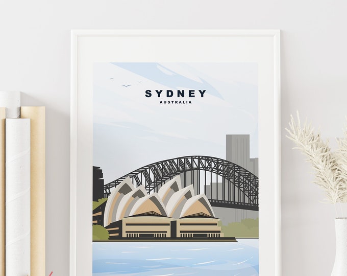 Sydney Print - Travel Poster - Australia - Abstract Travel Poster - Minimalist Travel Poster - Australia Travel Poster - Travel Print
