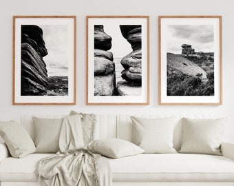 Peak District Print Set - Black and White Fine Art Photography Prints - Rustic Landscape Photography - Farmhouse - Country - Peak District