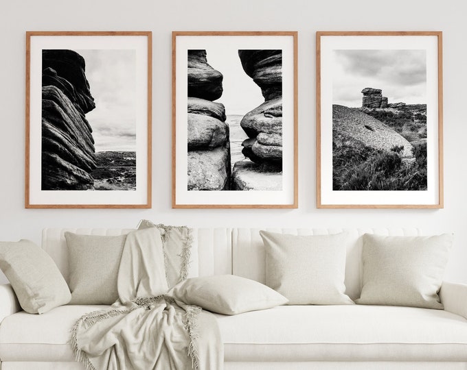 Peak District Print Set - Black and White Fine Art Photography Prints - Rustic Landscape Photography - Farmhouse - Country - Peak District