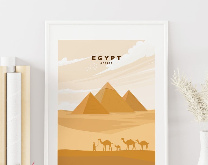 Egypt Print - Travel Poster - Pyramids - Abstract Travel Poster - Minimalist Travel Print - Egypt Travel Poster - Cairo - Gift - Print - Art
