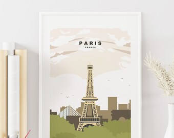 Paris Print -  Travel Poster - France - Abstract Minimalist Travel Poster - Paris Poster - Paris Travel Print - Paris Wall Art - Paris Gift