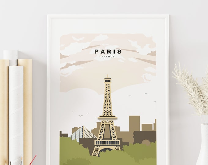 Paris Print -  Travel Poster - France - Abstract Minimalist Travel Poster - Paris Poster - Paris Travel Print - Paris Wall Art - Paris Gift