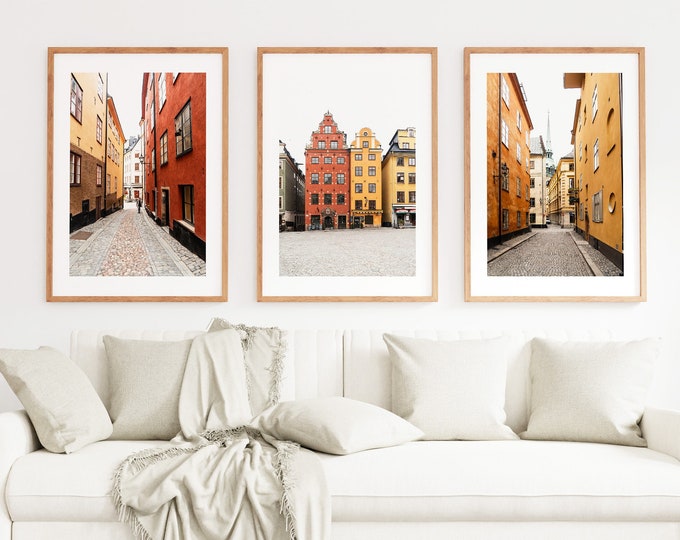 Gamla Stan Print Set x 3 - Stockholm Print Set - Stockholm Photography - Fine Art Photography Print - Neutral Wall Art - Muted Colours