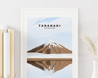 Taranaki Travel Poster - New Zealand Travel Print - Mount Taranaki Minimalist Travel Poster - New Zealand - Travel Print - Gift - Minimal