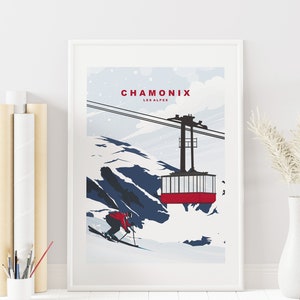 Chamonix Print - Travel Poster - Les Alpes - Alps Travel Poster - Minimalist Travel Poster - Chamonix Print - Alps - Skiing - Ski Lodge