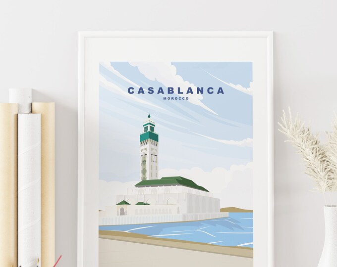 Casablanca Travel Poster - Morocco - Abstract Travel Poster - Minimalist Travel Poster - Casablanca Poster - Casablanca Travel Print