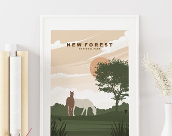 New Forest Print - Travel Poster - New Forest National Park - UK - England - Travel Poster - Art Print - Travel Print - Wall Art - Hampshire